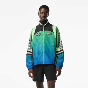 Lacoste Ombre Checkerboard Print Track Grønn Blå | 9873-WTZQU