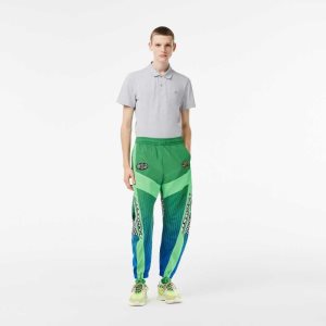 Lacoste Ombre Checkerboard Print Track Pants Grønn Blå | 9258-QGLMC