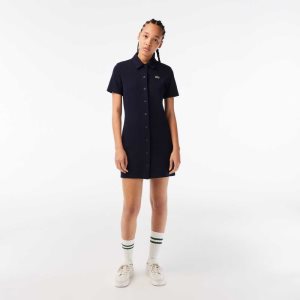 Lacoste Organic Bomull Buttoned Polo Marineblå Blå | 9315-NSICQ