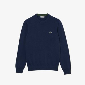 Lacoste Organic Bomull Crew Neck Blå | 8931-HFLUV