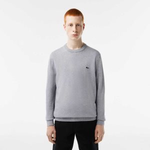 Lacoste Organic Bomull Crew Neck Grå | 0489-ZEDOG