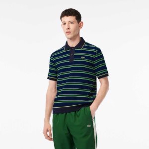 Lacoste Organic Bomull French Made Stripete Polo Blå Svarte Hvite | 0671-WQSZY