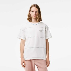 Lacoste Organic Bomull Jersey Stripe Hvite | 1560-MWLTY