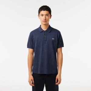 Lacoste Original L.12.12 Heathered Petit Pique Bomull Blå | 3247-NRMFA