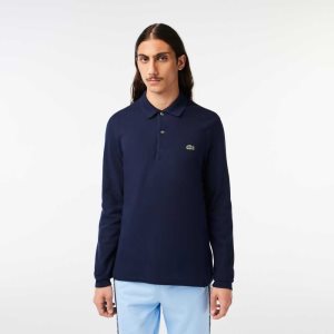 Lacoste Original L.12.12 Long Sleeve Bomull Marineblå Blå | 6517-JWECA