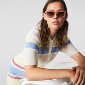 Lacoste Oval Acetate Croco Skin Rosa | 3085-RLJOI