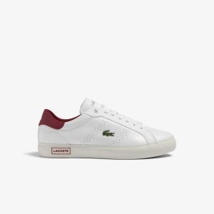 Lacoste Powercourt 2.0 Lær Heel Pop Hvite Rød | 5694-GCTLO