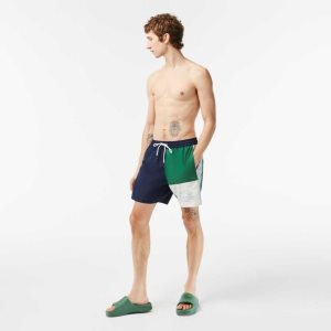 Lacoste Recycled Polyester Colorblock Marineblå Blå Grønn Hvite | 4263-KATXB