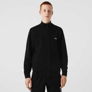 Lacoste Regular Fit Brushed Fleece Zippered Svarte | 0861-RFZQH