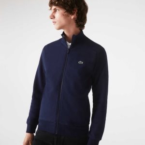 Lacoste Regular Fit Brushed Fleece Zippered Marineblå Blå | 1928-GRPCS