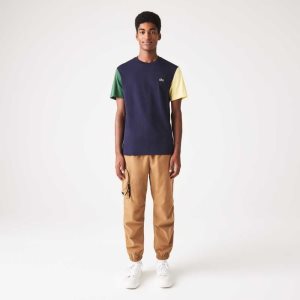 Lacoste Regular Fit Colorblock Bomull Jersey Marineblå Blå Grønn Gul | 5017-JYOGS