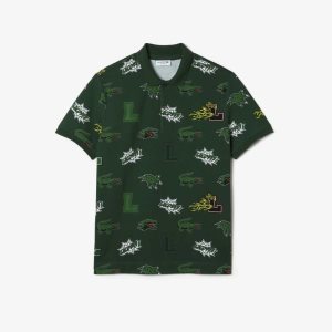 Lacoste Regular Fit Crocodile Print Grønn Hvite | 9164-SGZRQ