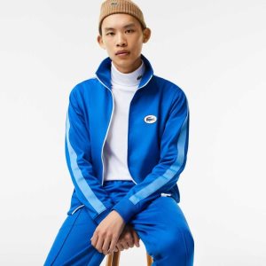 Lacoste Regular Fit High-Neck Pique Zip Blå | 8350-HLDGN