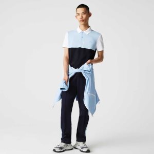 Lacoste Regular Fit Light Pustende Colorblock Pique Marineblå Blå Lyse Blå Hvite | 0175-TVFNP