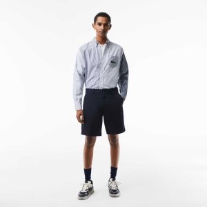 Lacoste Regular Fit Stretch Organic Bomull Bermuda Marineblå Blå | 9370-YTAKM