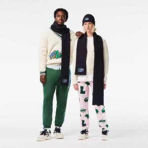 Lacoste Ribbet Ull Beanie And Scarf Gift Set Marineblå Blå | 6053-OFBVD