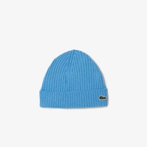 Lacoste Ribbet Ull Beanie Blå | 0954-GIEUD