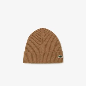 Lacoste Ribbet Ull Beanie Brune | 2061-RBWQH