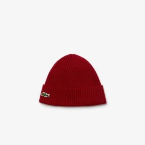 Lacoste Ribbet Ull Beanie Burgunder | 2463-FOYBJ