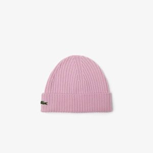 Lacoste Ribbet Ull Beanie Rosa | 9370-VLXEY