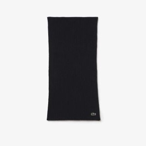 Lacoste Ribbet Ull Scarf Marineblå Blå | 2693-DHSIQ