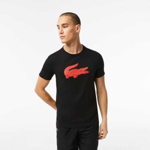 Lacoste SPORT 3D Print Crocodile Pustende Jersey Svarte Rød | 4716-ELCSY