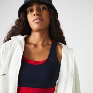 Lacoste SPORT Colorblock Recycled Polyester Sports Bra Marineblå Blå Rød Grønn | 4318-XWZVE