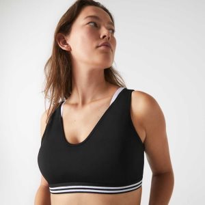 Lacoste SPORT Contrast Accents Sports Bra Svarte Hvite Svarte | 9403-VBOPS