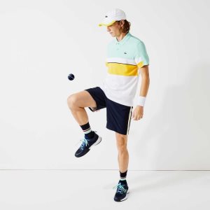 Lacoste SPORT Contrast Bands Lette Marineblå Blå Gul Hvite | 2901-USAFR