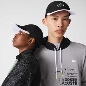 Lacoste SPORT Contrast Border Lette Svarte Hvite | 3679-FHAJR