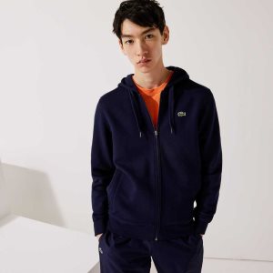 Lacoste SPORT Lette Bi-material Hoodie Marineblå Blå | 1854-WXAEC