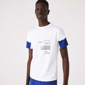 Lacoste SPORT Lettered Technical Bomull Hvite Blå Svarte Hvite | 9081-PNZAI