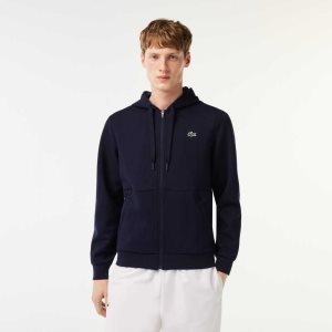 Lacoste SPORT Mesh Panels Hoodie Marineblå Blå | 5104-JQKOC