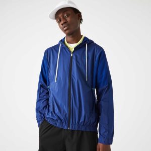 Lacoste SPORT Packable Nylon Zip Blå Svarte | 0793-VMBXC