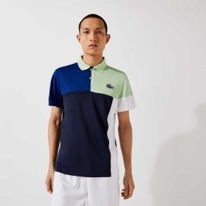 Lacoste SPORT Pustende Colorblock Pique Grønn Blå Marineblå Blå Hvite | 2965-ZSKFG