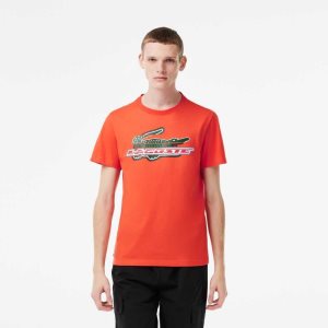 Lacoste SPORT Regular Fit Organic Bomull Oransje | 4019-YDSFI