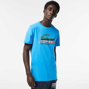 Lacoste SPORT Regular Fit Organic Bomull Blå | 4381-ISQHP