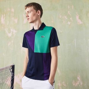 Lacoste SPORT Ultra-Dry Pique Tennis Marineblå Blå Lilla Grønn | 7936-PDFGM