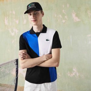 Lacoste SPORT Ultra-Dry Pique Tennis Svarte Blå Hvite | 7516-DBQNT