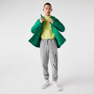 Lacoste Signature And Crocodile Print Bomull Fleece Jogging Grå | 7901-BZRLN