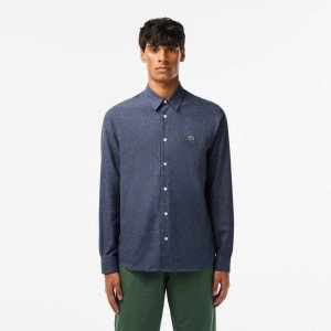 Lacoste Slim Fit Bomull Chambray Marineblå Blå Hvite | 5974-GPDQI