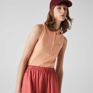 Lacoste Slim Fit Ermeløse Bomull Pique Lyse Oransje | 7948-SPTGJ