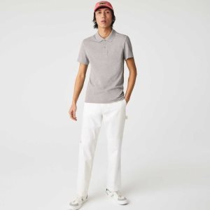 Lacoste Slim Fit Organic Stretch Bomull Pique Grå | 9618-APHIM