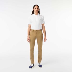 Lacoste Slim Fit Stretch Bomull Beige | 3781-DYRTK