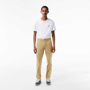 Lacoste Slim Fit Stretch Bomull Chinos Beige | 7248-DPCQU