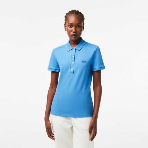 Lacoste Slim Fit Stretch Bomull Pique Blå | 6430-CANEH