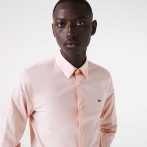 Lacoste Slim Fit Stretch Bomull Poplin Lyse Rosa | 2560-PXTSO