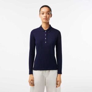 Lacoste Slim Fit Stretch Pique Marineblå Blå | 8126-TEZLJ