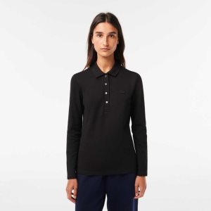 Lacoste Slim Fit Stretch Pique Svarte | 6439-PRBXZ