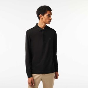 Lacoste Smart Paris long sleeve stretch cotton Svarte | 7358-UTRNZ